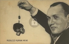 1939 Ripley�s Believe it Or Not Shrunken Head Jivaro Oddities RPPC Postcard COPY