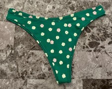 MWT VICTORIA'S SECRET PINK ST. PATRICK'S DAY GREEN SHAMROCK THONG PANTIES