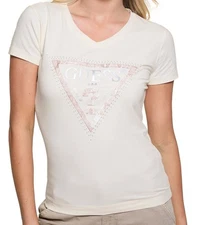 NWT. Guess Python Triangle Embellished Logo Tee        