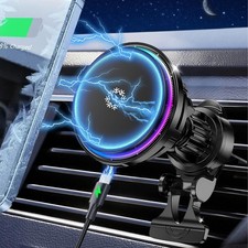 Magnetic Wireless Car Charger RGB Fan for MagSafe 15W