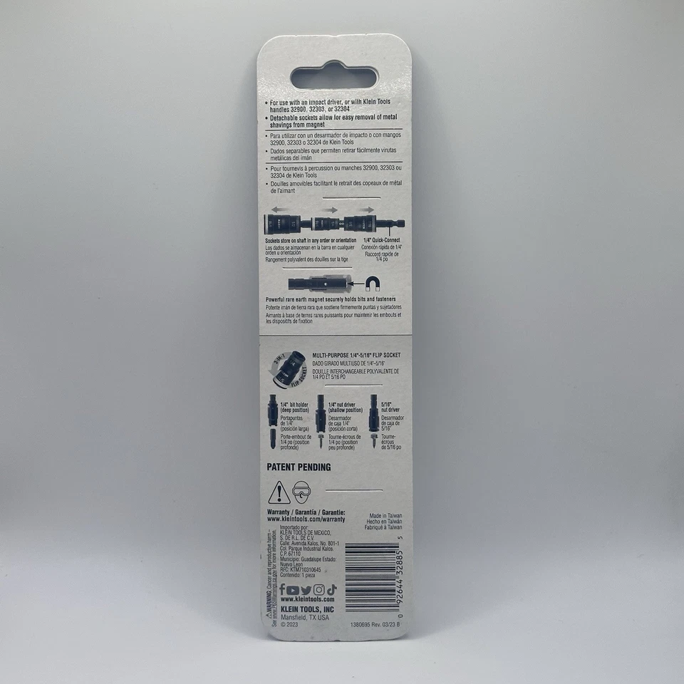 Klein Tools 7-in-1 Impact Flip Socket Set  5" Center Bit With 6 Hex Sizes 32933G - Image 2 of 2