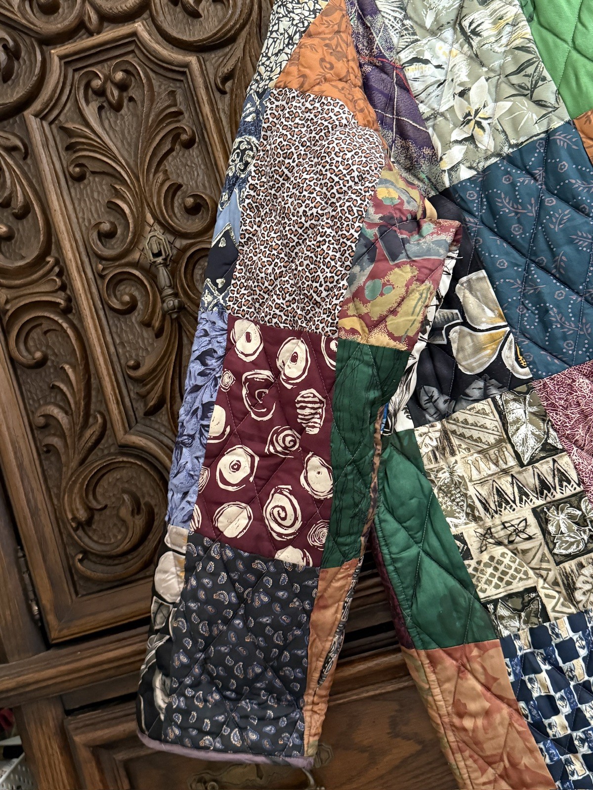 Quilted Patchwork Jacket Silk Reversible XXL Colo… - image 7