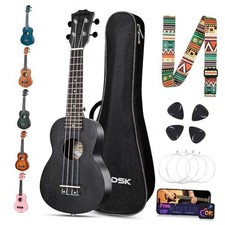 Ukulele for Beginner 21 Inch Ukelele with Gig Bag Strap Nylon Soprano Black