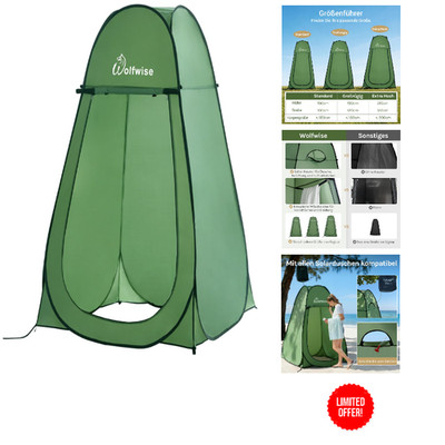 Pop-Up Duschzelt 1,9m Schwarz UV-Schutz Wasserfest