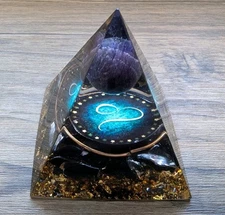 Leo Orgone Resin Pyramid Amethyst Orgonite Positive Energy & Protection- NEW!