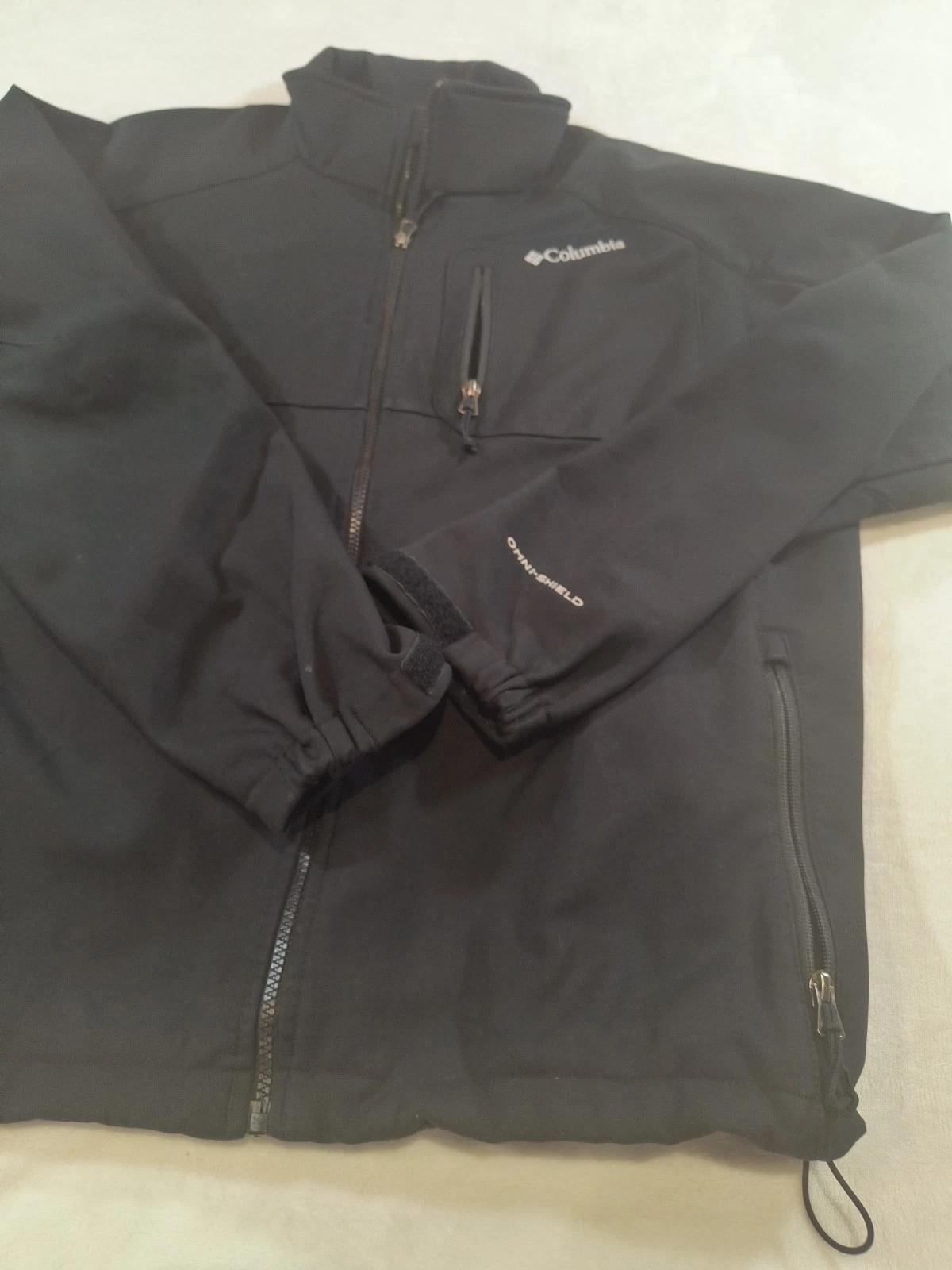 Columbia Jacket Mens XL Black Soft Shell Zip Omni Shield Outdoor Casual