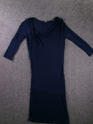 Mexx Dress Womens S Navy Long Sleeve Cowl Neck Midi Jersey Knit Stretch Casual