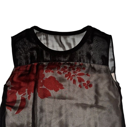 Allsaints Lilia Kleid Damen 2 schwarz weiß rot transparent Overlay ärmellos Seide - Bild 3 von 5