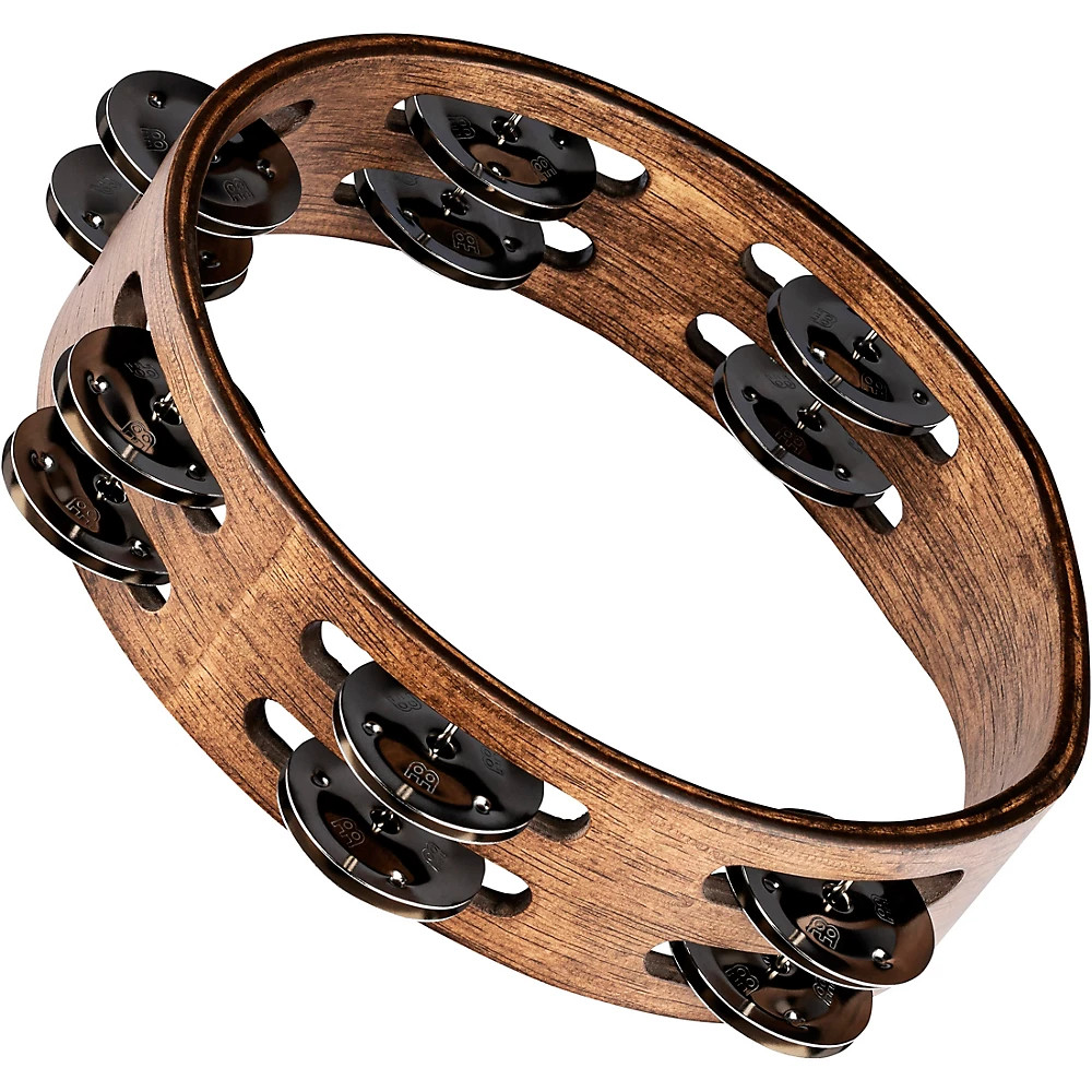 Meinl Compact Wood Tambourine Double Row Stainless Steel Jingles 8 in Walnut Brn