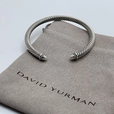 David Yurman Cable Classics 5mm Pearls and Diamonds Cable Cuff Bracelet