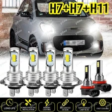 For Smart Fortwo 2008-2015 6000K LED Headlight High Low Beam + Fog Light Bulbs