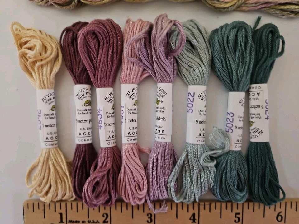 LOT OF 11 Needlepoint & Cross-Stitch Threads AU VER A SOIE & CARON WATERLILLIES  - Image 2 of 4