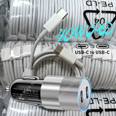 PD 40W Dual USB-C Fast Car Charger Type C Cable For iPhone 15Plus 16e 17 Pro Max