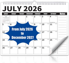 Wall Calendar 2026-2027 July 2026 - December 2027 - 18 Month Large Hanging Cal