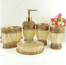 Vintage Golden Bathroom Accessories, 5Piece Bathroom Accessories Set, Bathroom S
