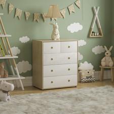 Neptune Chest of Drawers 5 Drawer Chest Bedroom Furniture Storage White & Oak