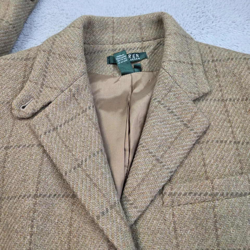 Chaqueta ecuestre Ralph Lauren para mujer mezcla de lana talla 6 marrón forrada en ventana LRL Foto 2 de 4