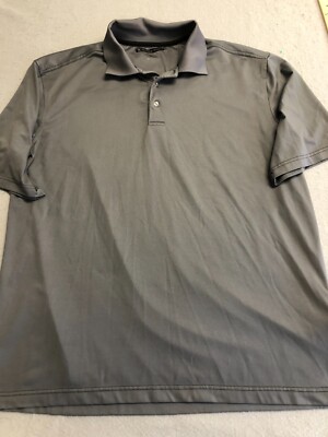 Pebble Beach Golf Polo Shirt MensXL Gray Solid Active Casual Knit Collared