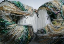 2x50g Mohair Thick&Thin Style Lurex Yarn. Grey/Green/Multi/. Knit/Crochet/Weave