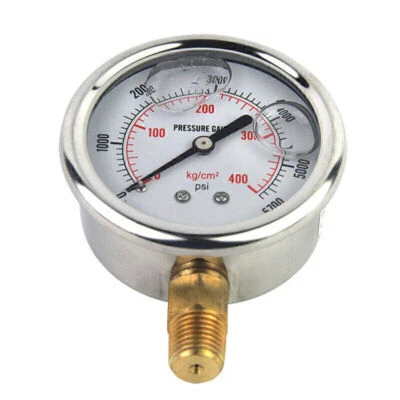 MAXHANEST High Quality Hydraulic Liquid Filled Pressure Gauge 0-5000 PSI 1/4 NPT Male