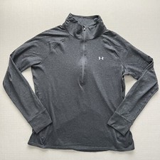 Under Armour Womens M Gray Tech Quarter Zip Pullover Carbon Heather Semi Fitted