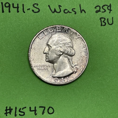 1941 S Washington Quarter BU Brilliant Uncirculated 90% Silver See Pictures
