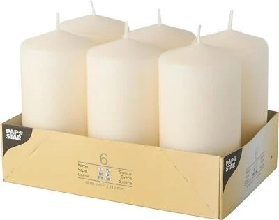 CONCEPT4U LARGE CHURCH PILLAR CANDLES IVORY WEDDING HOME DECOR 60 X 115 MM PACK OF 6