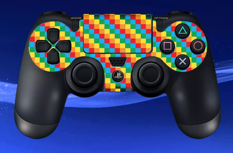 2 x PS4 PLAYSTATION 8 BIT RAINBOW MULTICOLOURED CONTROL PAD DECAL STICKERS