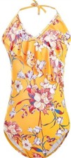 AS ROSE RICH Girls Swimsuit - One Piece Size 16 XL Yellow Floral