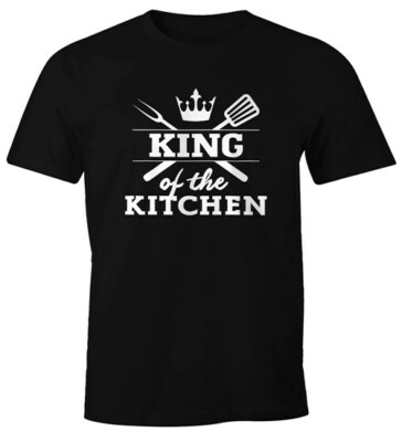 Herren T-Shirt King of the kitchen Fun-Shirt Spruchshirt Kochen Food Grillen