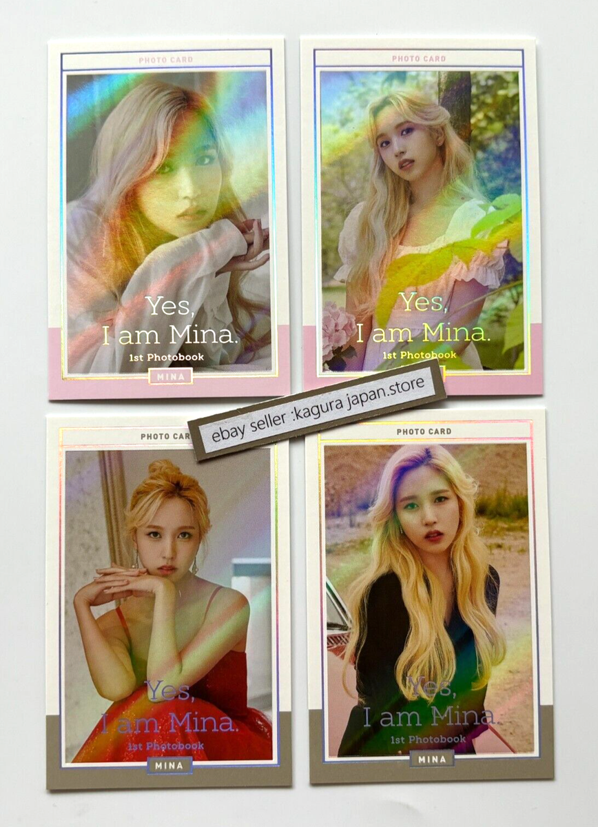 TWICE Yes I am Mina Pink ver. & Gray Official Photocards ×4 | eBay