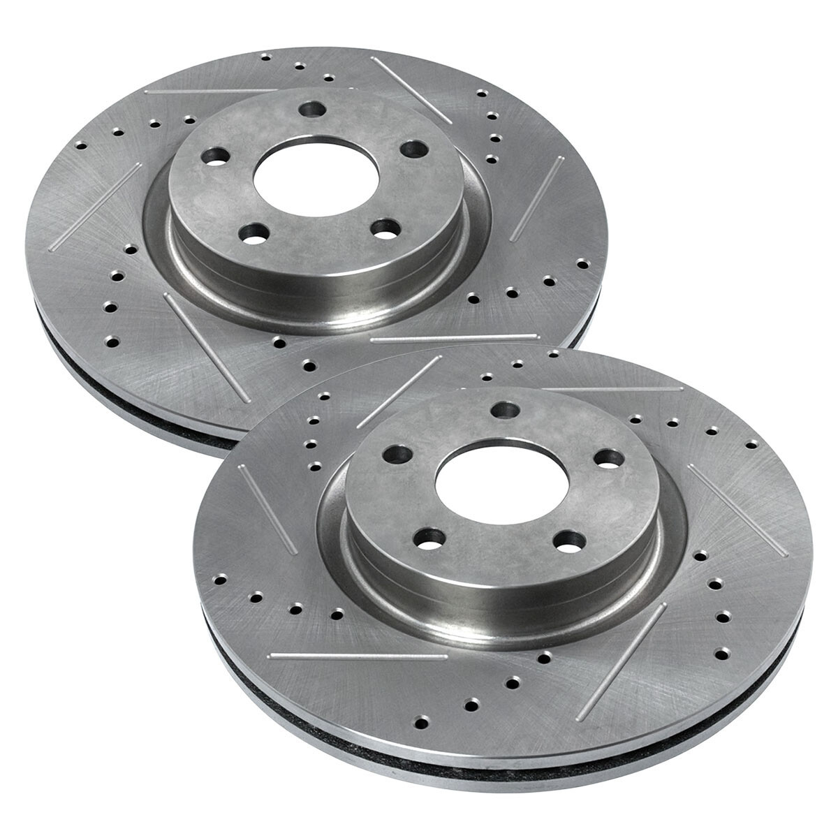 Front Drilled and Slotted Brake Rotors Silver Pads for Ford Escape