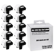 10Rolls 62mmx100mm DK-1202 Paper Shipping 300 Labels  for Brother QL Printer