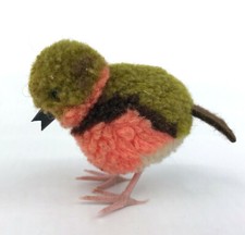 Steiff Woolen Robin Bird 8cm 3in Wool Pom Poms 1960s no ID Vintage