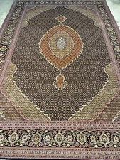 7x10 Fine Hand-Knotted Wool & Silk Persiane Tabrize Mahi Rug 50 Raj Oriental