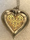 NWOT Or Paz Sterling Silver 925 Two Tone Lace Heart Pendant Made Israel PZ /au — photo 6