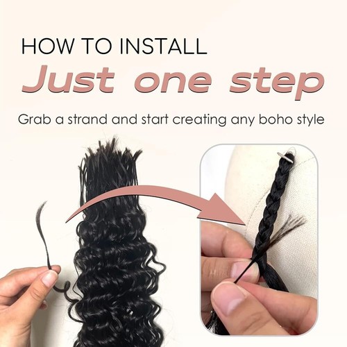 Pre-Divided Curly Hair Bulk Human Hair For Boho Braids Hair Extensions Braiding - Picture 15 of 21