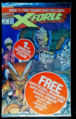 1991 Marvel X-Force #1 Polybagged Direct Edition   2 Variants Back Promo Card
