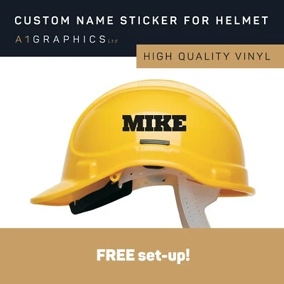 A1 GRAPHICS LTD 2x Custom Hard Hat Safety Helmet Stickers Personalised Vinyl Decals