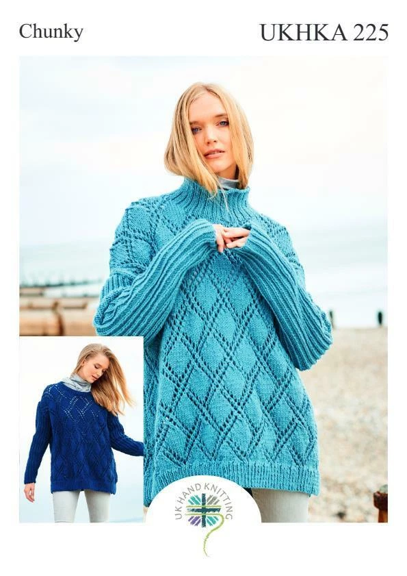 Round Cowl Neck Ladies Sweaters Knitting Pattern in Chunky UKHKA 225