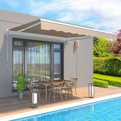YODOLLA Patio Awning Manual Retractable Sun Shade Outdoor Canopy Deck Door Shelter 4Size