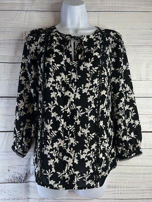 Karl Lagerfeld Paris Stitch Fix Top Womens XS Black Floral Lace Career Casual