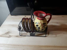 Olive Oil Dipping Set Oil Pitcher Three Plates And Holding Rack