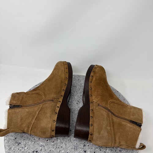 Madewell Boots Womens 8.5 Marceline Clog Shearling Brown Suede Leather with Flaw - Picture 20 of 22