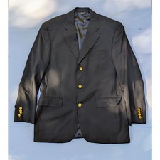 Brooks Brothers 346 Navy Blue Blazer Gold Crest Buttons Wool Sport Coat Men 42R