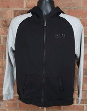 Indian Motorcycle Womens M Contrast Sleeve Full Zip Hoodie Sweatshirt Black Gray