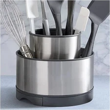 PAMPERED CHEF Stainless Steel Rotating Utensil Holder ~Used ~ NEXT DAY FAST SHIP