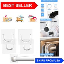 Multi-Functional Adhesive Curtain Rod Holders - 4 Pack, Easy Installation