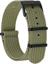 BISONSTRAP Nylon Watch Bands for Men, 18mm, Army Green Black Buckle 