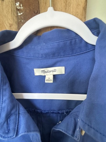 Madewell Dress Womens Large Blue Long Sleeve Mini Shirtdress Button Up - Picture 2 of 5
